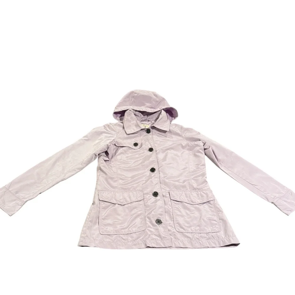 Lands End Kids‎ Girls Lavender Hooded Lightweight Rain Jacket Size L